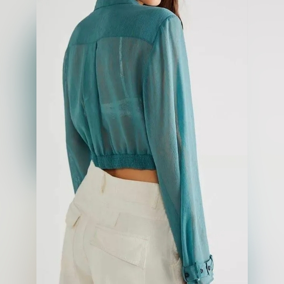 FREE PEOPLE | Semi Sheer Crop in Deep Green Size Small - Picture 3 of 5